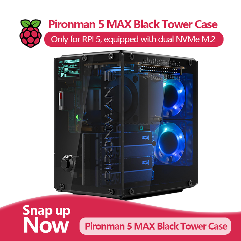 Argon One V3 M.2 Nvme Case - Pironman 5 MAX, Carcasa Black Tower