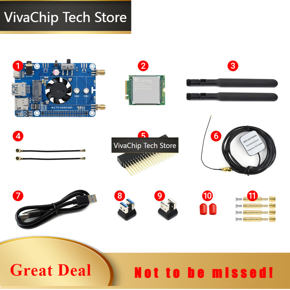 Raspberry Pi 4 8Gb Ram Kit - VivaChip Tech4G LTE GPS HAT Placa