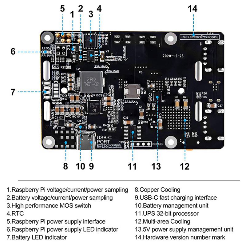 AA08-2X Para Raspberry Pi 4, F - Raspberry Pi Uninterrupted Power Supply Ups 18650 reseña y precio